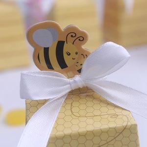 Boîte à bonbons en forme d'abeille miel, 100 pièces, avec ruban, boîte à chocolat pour fête prénatale, anniversaire, noël, Design Unique et magnifique, 177P