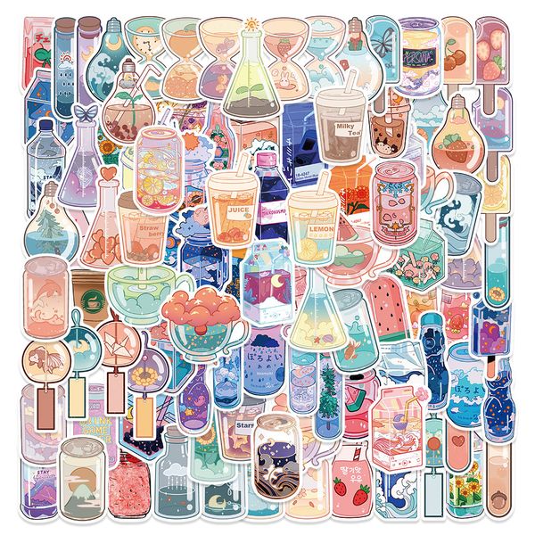 100pcs Ins Bebidas Copas Pegatinas para Skateboard Car Baby Scrapbooking Case de lápiz Diario Planificador de computadora portátiles Decoración de libros álbum de libros Kids Diy Decalas de bricolaje