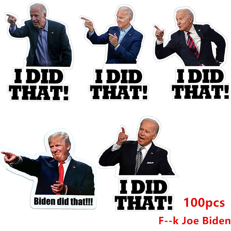 50/100 Uds. Pegatina divertida de Joe Biden-lo hice, pegatina para coche, pegatinas impermeables de Joe Biden, pegatinas reflectantes DIY, póster