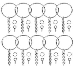 100 Stück Schlüsselanhänger Ringe Schmuck mit Kette und 100 Stück Schraubösennadeln Groß für Bastelarbeiten DIY Silber Schlüsselanhänger Herstellung Zubehör8049782