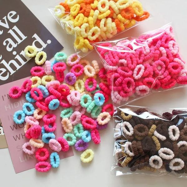 100pcs Kids Elastic Hair Bands Girls Gum Scrunchie Rubbery Band for Childre