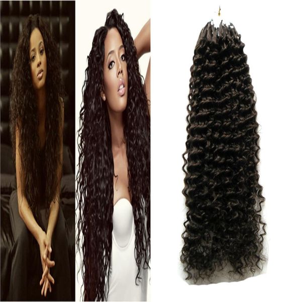 100Pcs Crépus Bouclés Cheveux Micro Bbead Extensions Micro Lien Extensions de Cheveux Humains 100g Vierge Extensions de Boucle Extension de Cheveux Avec Ri6673952