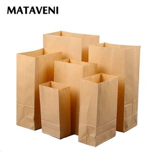 100 Unids Bolsa de Papel Kraft Bolsas de Regalo Dulce Galleta Pan Nueces Bolsa Para Galletas Snack Hornear Paquete Suministros T200115