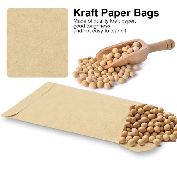 100pcs sacs de papier kraft corns de blé graines de riz emballage sac puissant enveloppe de style kraft