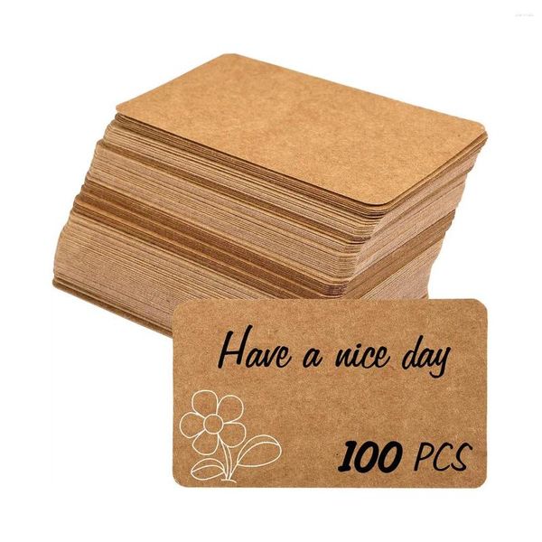 100pcs kraft papier vierge de salutation des cartes postales et enveloppes bords arrondi mots notes de message notes tags blanc noir