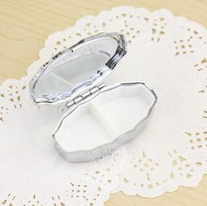 100 pièces boîte à pilules en dentelle argent blanc losange métal pilule conteneur ovale boîte de rangement 2 compartiments