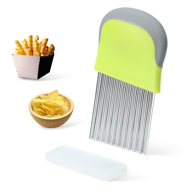 100 stks Grote Crinkle Cutter Aardappelmes Cutter Franse Fry Slicer Aardappelsnijder Fruit Groente Golvend Chopper Mes