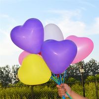 100pcs ballons en forme de coeur en latex et bâtons de support couleurs perle ballon fête de mariage joyeux anniversaire anniversaire décor 10 pouces