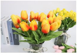 100 stcs latex tulpen kunstmatige pu bouquet echte touch bloemen voor huizendecoratie bruiloft decoratieve 8 kleuren optie2465804