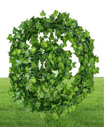 100pcs leaf 1 pièce 24m décoration intérieure artificielle lierre garland plantes vigne faux feuillage fleurs grimper vert ivy wreath5878148