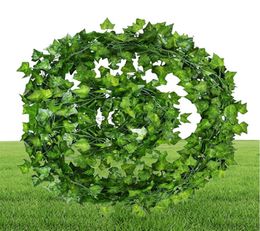 100 stks blad 1 stuk 24m Home Decor Artificial Ivy Leaf Garland planten Vine nep gebladerte bloemen klimplant groen klimop krans275764444