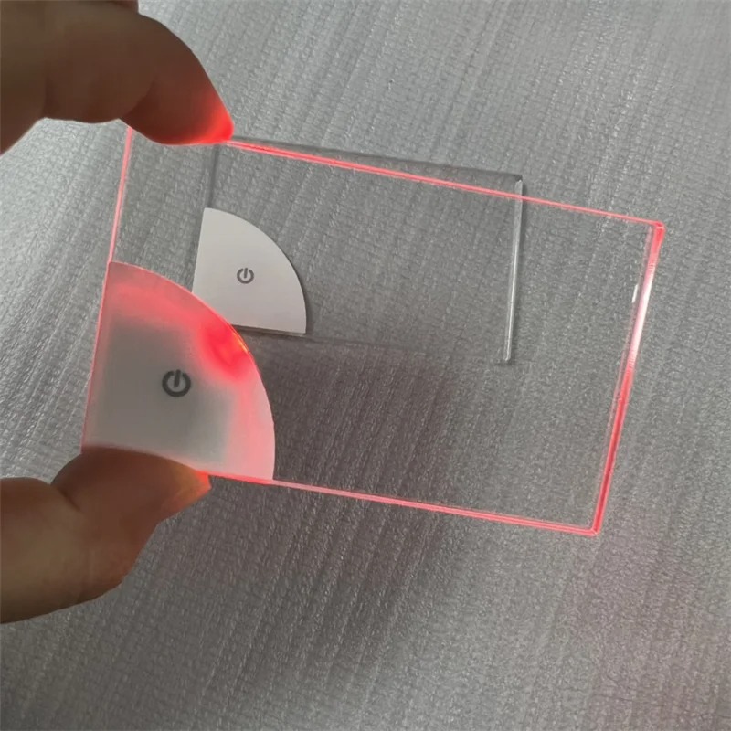 100 Uds. Luz Led acrílica en blanco para tarjetas de visita, tablero de etiqueta de nombre brillante transparente, tarjetas VIP con batería, lámpara de decoración DIY para regalo