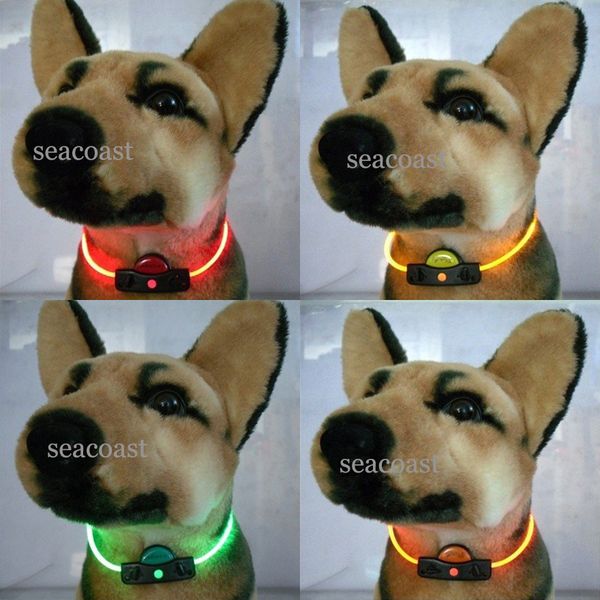 100pcs LED Light Up Dog Collar Lumineux Clignotant Night Safety Pet Cat Laisse Coloré Couper à N'importe Quelle Taille