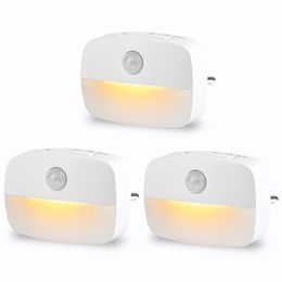 100 pièces Led capteur de mouvement veilleuse sans fil ue plug in lampe blanc Mini veilleuse chambre salle de bain armoires de cuisine éclairage