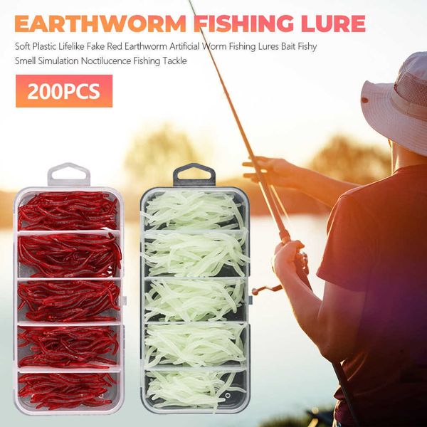 Señuelo suave de gusano rojo realista, 100 Uds., 34mm, pesca de lombrices, cebo Artificial de silicona, olor a pescado, aditivo de Camarón, carpa lubina