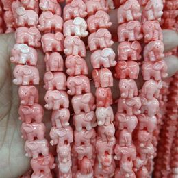 Perles de corail rose petit éléphant, 100 pièces, 14mm, perles d'espacement amples, Bracelet à bricoler soi-même, Chram, fabrication de bijoux, cadeaux 240n
