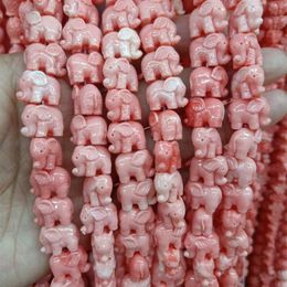 100pcs Little Elephant Rose Coral Perles 14 mm Spacer Loose Bread DIY Bracelet Chram Bijoux de fabrication de cadeaux 288c