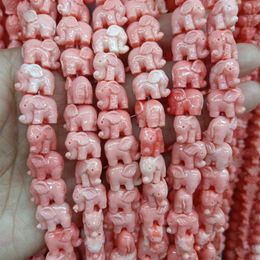100 pièces petit éléphant rose perles de corail 14mm lâche entretoise perle bracelet à bricoler soi-même Chram fabrication de bijoux Gifts226Q
