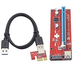 Freeshipping 100 PCS / lot 0,6 M PCI-E 1X à 16X Riser Card Extender Convertisseur PCI Express avec câble USB 3.0 / Connecteur d'alimentation SATA 15 broches