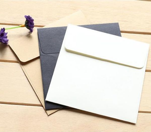 100 unids/lote 10*10 cm Kraft cuadrado Mini sobres en blanco para tarjeta de membresía/pequeña tarjeta de felicitación/sobres de papel de almacenamiento