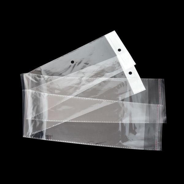 100pcs / lot 10/5/72cm clair OPP sac d'emballage en plastique auto-adhésif long transparent poly perruque de cheveux sacs d'emballage pour postiche cheveux Ex228S