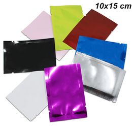 100Pcs / Lot 10x15cm Coloré Mylar Foil Heat Seal Bag pour Café Thé De Qualité Alimentaire Pochette De Stockage Sous Vide Aluminium Foil Heat Seal Packa251F
