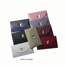 100pcs / lot 10x6cm 250gsm Mignon enveloppes de papillon embrassé en or mignon / invitation de fête de mariage, cartes VIP, cartes de nom