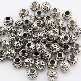 100 unids/lote 11mm aleación de plata antigua tallada cuentas Metal amor en forma de gran agujero espaciadores huecos suministros de joyería al por mayor