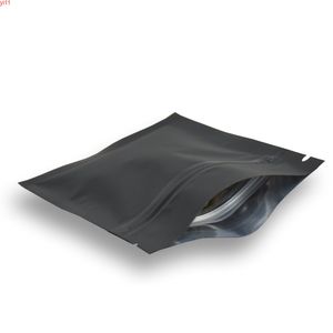100pcs / lot 12 * 18cm Matte Zip Lock Aluminium Foil Package Bag Black Top Zipper Alimentaire Emballage Sous Vide pour Céréales Drysalteryhigh quatity