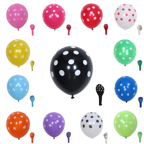 100 unids/lote de globos de látex de lunares de 12 pulgadas para niño y niña, suministros para fiesta de cumpleaños, decoraciones para fiesta de bienvenida al bebé