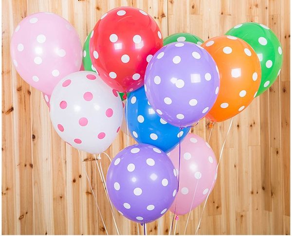 100 pcs/lot 12 pouces 2.8g ballons à pois impression couleur bonbon enfants décoration de fête d'anniversaire ballon décorations de salle de fête de mariage