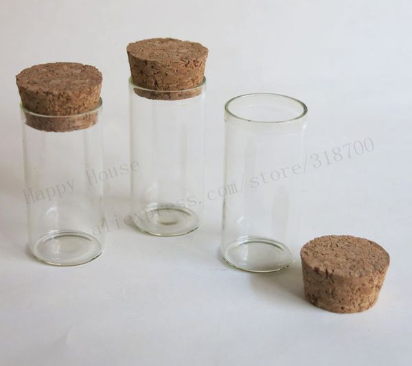 100 pcs/lot tube en verre transparent 12 ml avec liège en bois, bouteille en liège 12cc, stockage, décoration, bijoux, affichage de perles, 24*50mm