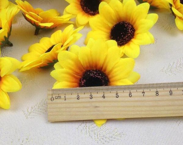 1000 unids/lote 2,8 ''flores artificiales cabezas de girasol de seda flores de simulación decorativas para fiesta boda hogar al por mayor