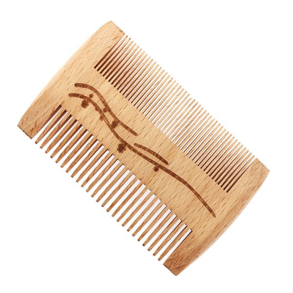 100 pcs/lot 2 en 1 bois peigne à cheveux Portable brosse à cheveux peignes en bois perforé passoire peignes peut personnaliser logo
