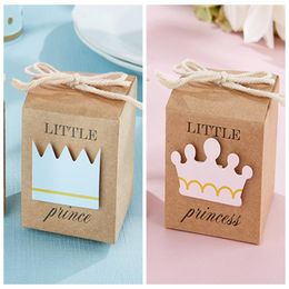 100PCS / LOT 2016 Baby Shower Favors of Little Prince Kraft Favor Boxes Pour la boîte de cadeau de fête d'anniversaire de bébé et la décoration de bébé candy257w