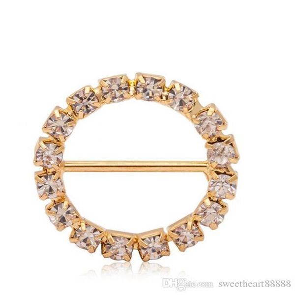 100pcs / lot 20mm rond strass cristal broches broches 14mm bar invitation ruban chaise couvre curseur ceintures arcs boucles L3099244r