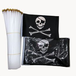 100 PCS/LOT 21x14 cm crâne et os croisés Jolly Rogers Pirates main drapeau fête fournitures Halloween décorations maison décor