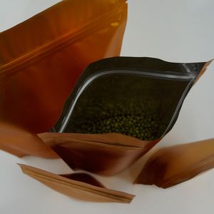 100pcs / lot, 22 * ​​29cm Tenez-vous le sac ziplock en aluminium doré mat, mollet métallique doré or Lollipops pochette de fermeture éclair réutilisable