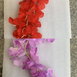 100 stks / partij 24 Kleuren Kunstmatige Zijde Bloem Wisteria Bloem Wijnstok Thuis Tuin Muur Opknoping Rotan DIY Partij Bruiloft Decoratie C1203