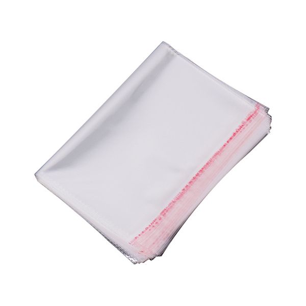 100 unids/lote 28x28cm bolsas de OPP con sello autoadhesivo transparente, bolsa de polietileno transparente para embalaje de ropa de juguete con sello de cinta adhesiva