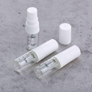 100 unids/lote 2ML botella de Perfume de vidrio recargable portátil Mini botella de muestra de plástico