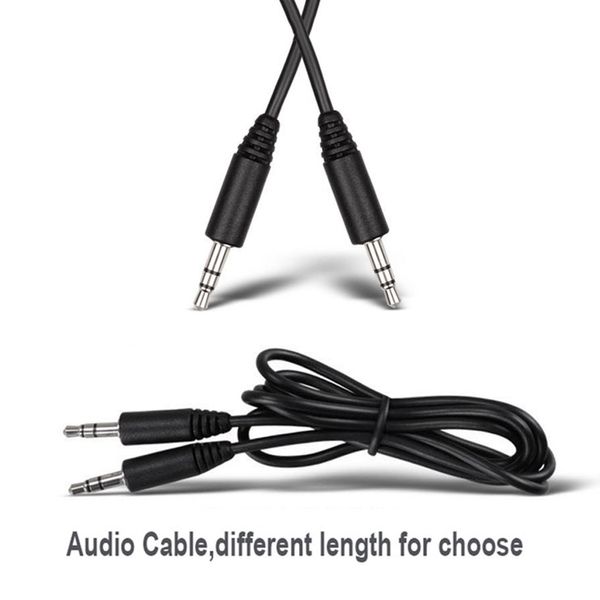 100 unids / lote más barato negro 50 cm 70 cm 100 cm 3.5 mm macho a macho Cable adaptador de audio 3.5 mm para Mp3 / 4 teléfono móvil