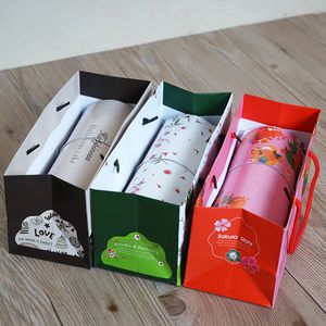 100 unids/lote 3 estilo diseño creativo rollo de pastel caja de asa portátil estilo japonés rollo suizo caja de regalo bolsa al por mayor