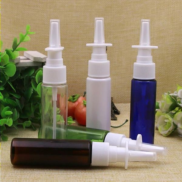 100 unids/lote 30ml botella de spray nasal colorida botella de spray médico botella de plástico PET botellas recargables Mpejk