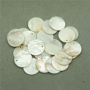 100 stks veel 35 MM Ronde Natuurlijke Witte Shell Kralen Fit Sieraden Oorbel Maken Losse Shell Kralen Met Gat DIY Sieraden Findings282M