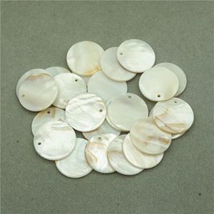 100 stks veel 35 MM Ronde Natuurlijke Witte Shell Kralen Fit Sieraden Oorbel Maken Losse Shell Kralen Met Gat DIY Sieraden Findings254b