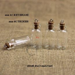 100 pcs/lot 3 ml flacon en verre bouteille en liège 1/10 OZ petit pot d'affichage souhaitant verrerie vintage clair vide rechargeable conteneur bonne qualité Stoio