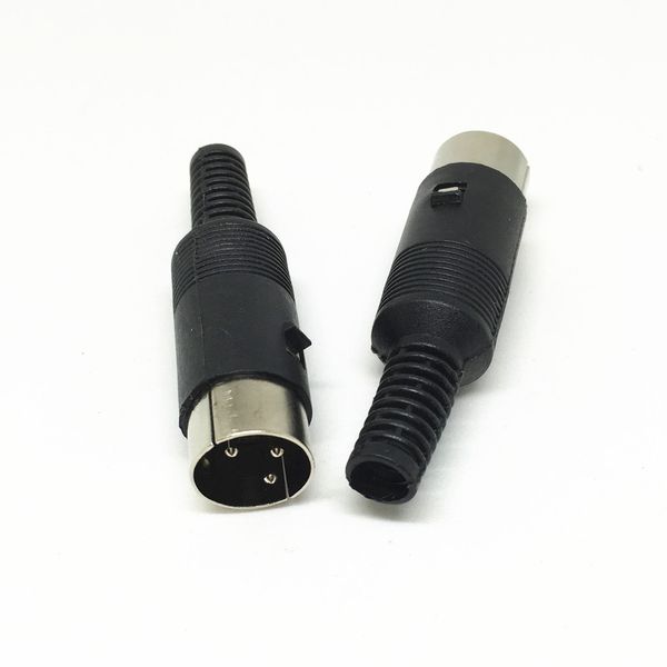 100Pcs \ Lot Freeshipping Conector de soldadura macho DIN de 3 pines con adaptador de mango de plástico