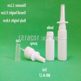 100 unids/lote botellas de spray nasal de 5 ml, botella de spray de niebla de nariz de plástico esterilizada de 5 ml con bomba/tapa de pulverizador nasal 18/410 Hwubg