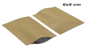 100pcs / lot 6x9 cm ouvert dessus papier kraft papier d'aluminium de qualité alimentaire sacs d'emballage pour café thé poudre mylar feuille artisanat thermoscellage Vacu9280507